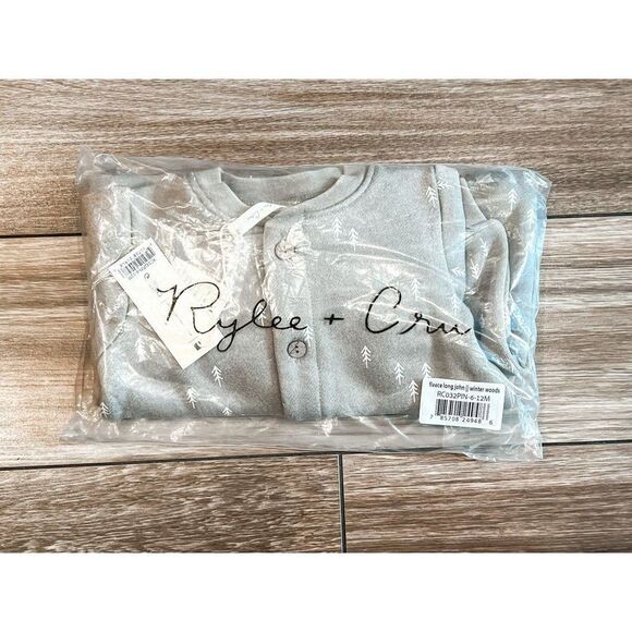 NWT! Rylee + Cru Fleece Long John In Winter Woods, Size 6-12M - Picture 3 of 4